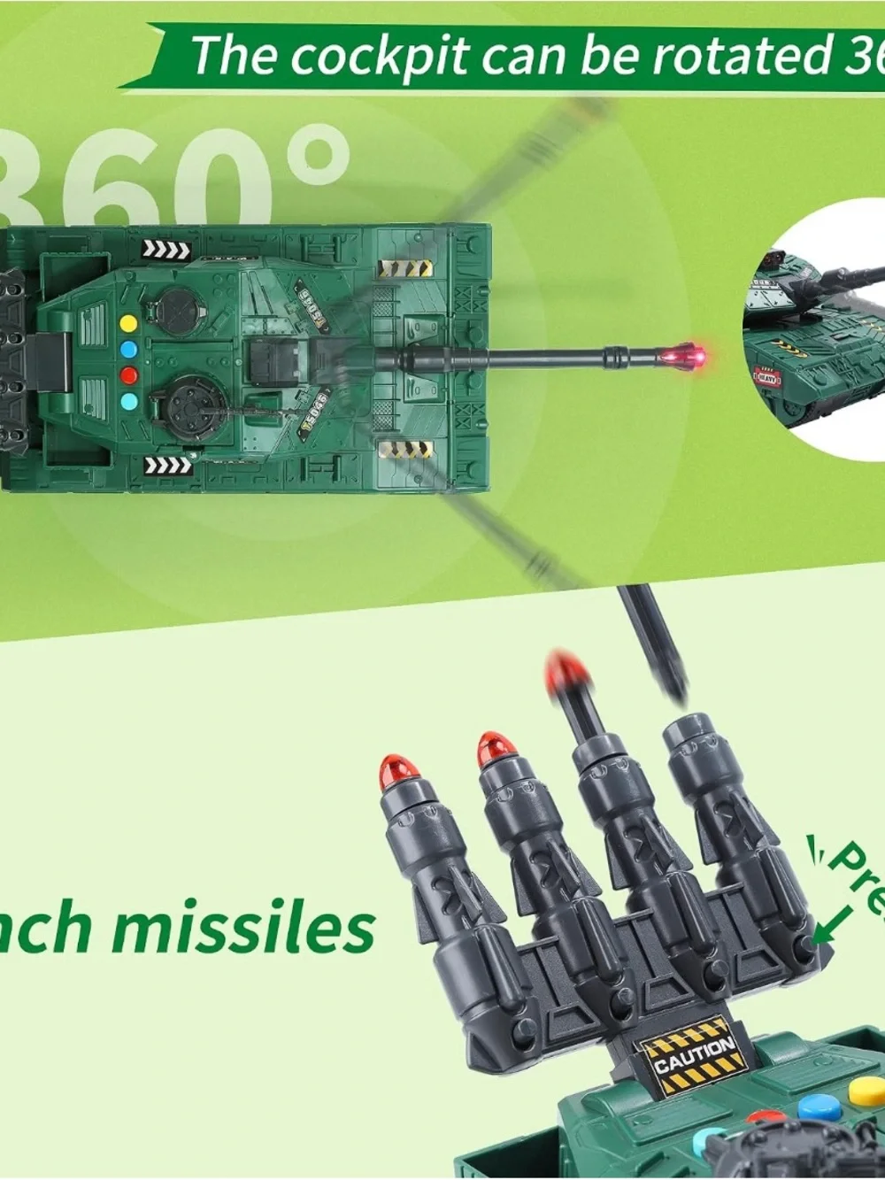 Military Vehicles Sets, Battle Tank Toy 4 Pack Sounds Lights